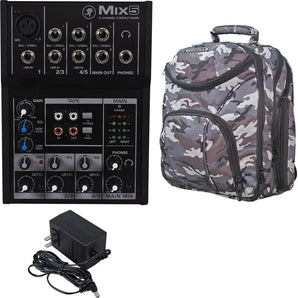 Mackie Mix5 Compact 5 Channel Mixer + CAMOPACK Carry Bag