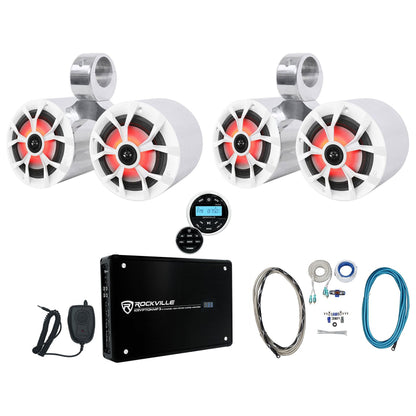 RKL65MBW LED 2-Pack + Polished Dual 6.5" Cans Bundle