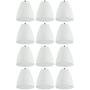 12 Rockville PEN-65T White 6.5" 70V Hanging Pendant Speakers For Office/Bar/Cafe