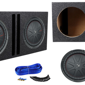 (2) Kicker 48CWR122 COMPR12 2000 Watt 12" Car Subwoofer+Vented Sub Box Enclosure