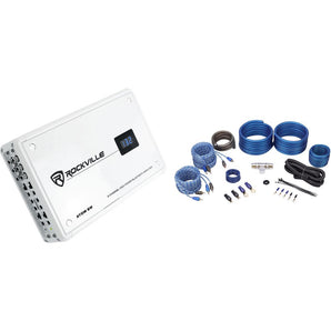 Rockville ATOM 8W 8-Channel 3500w Weather Proof Bluetooth Car Amplifier+Amp Kit