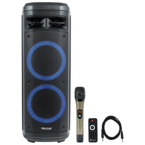 Rockville Go Party ZR10 Dual 10" Portable Bluetooth Speaker w/LED+UHF Microphone