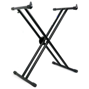 Rockville RKS30X Double X Braced Keyboard Stand w/ Push Button Lock + DJ Scrim