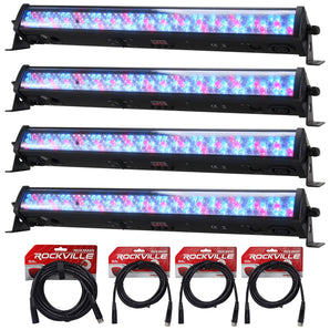 4 American DJ MEGA GO BAR 50 RGBA Rechargeable Battery Powered Wash Lights+Cables