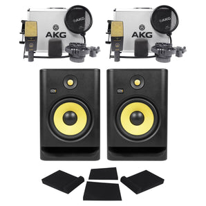 (2) AKG C414 XLII Condenser Microphones Recording Mic+(2) KRK RP8G4 Monitors