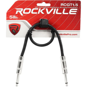 Rockville RCGT1.5B 1.5' 1/4'' TS to 1/4'' TS Guitar/Unbalanced Signal Cable