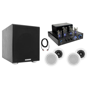 BluTube Tube Amplifier/Home Theater Receiver+4) 5.25" White Ceiling Speakers+Sub