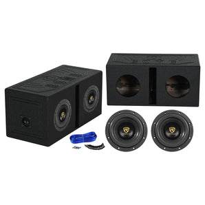 (2) Rockville W8K9D4 8" 2000 Watt Car Audio Subwoofers+Vented Sub Box Enclosure