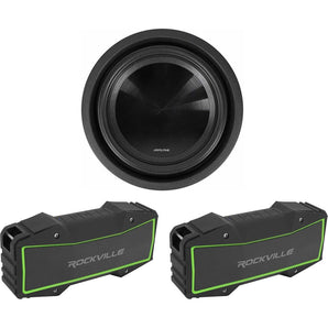 Alpine SWT-10S4 10" 1000W Shallow Subwoofer Sub+(2) Stereo Bluetooth Speakers