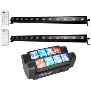 (2) American DJ ADJ UB 12H 41.75" RGBAW+UV DMX Wash Light Bars+Spyder LED