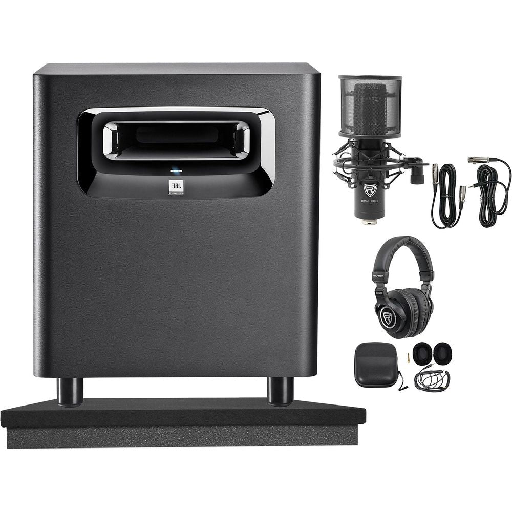 LSR310S Subwoofer + Isolation Riser + Condenser Mic + Headphones