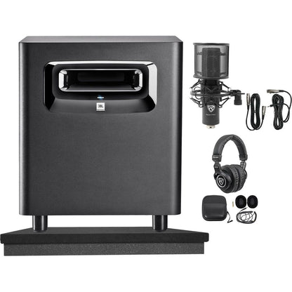 LSR310S Subwoofer + Isolation Riser + Condenser Mic + Headphones