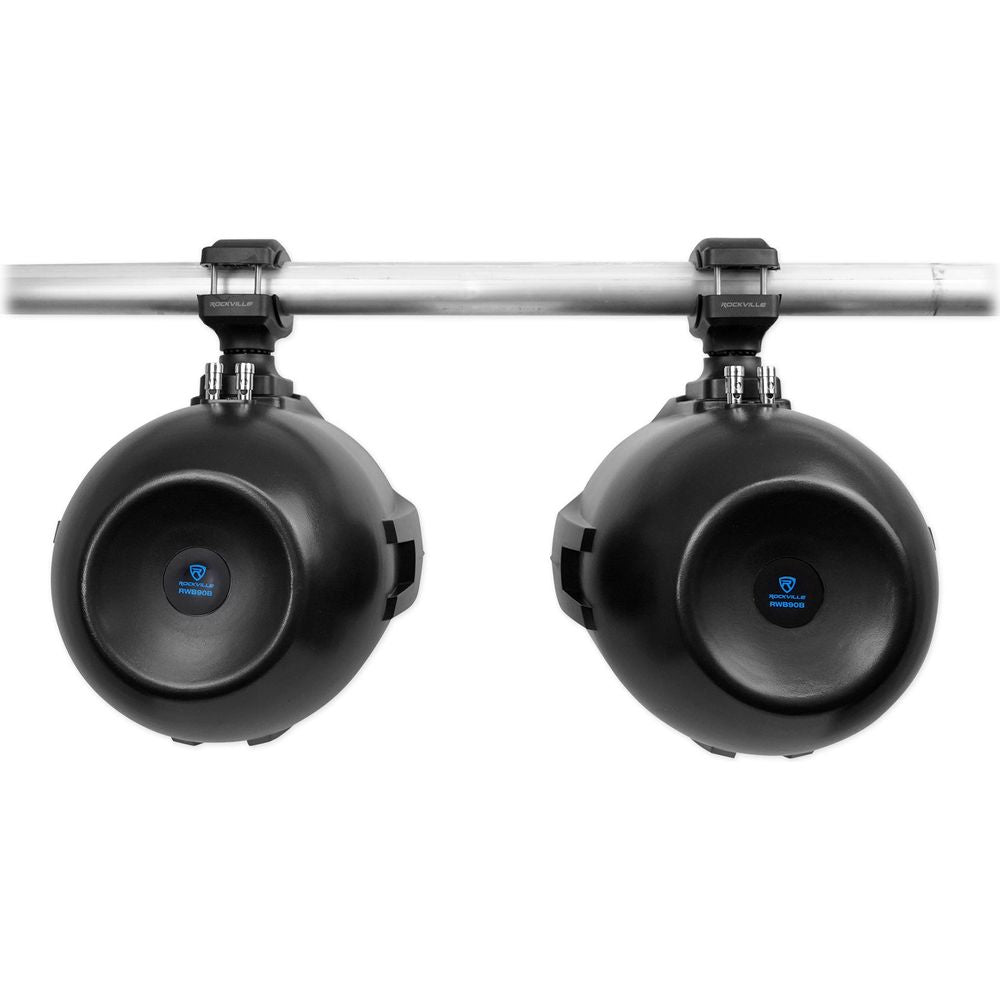 (4) RWB90B 8" Black Marine Wakeboard Tower Speakers + Neoprene Covers
