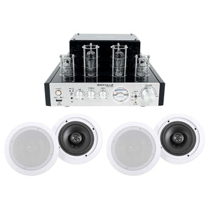 Rockville BluTube Tube Amplifier/Home Theater Receiver+(4) 6.5" Ceiling Speakers
