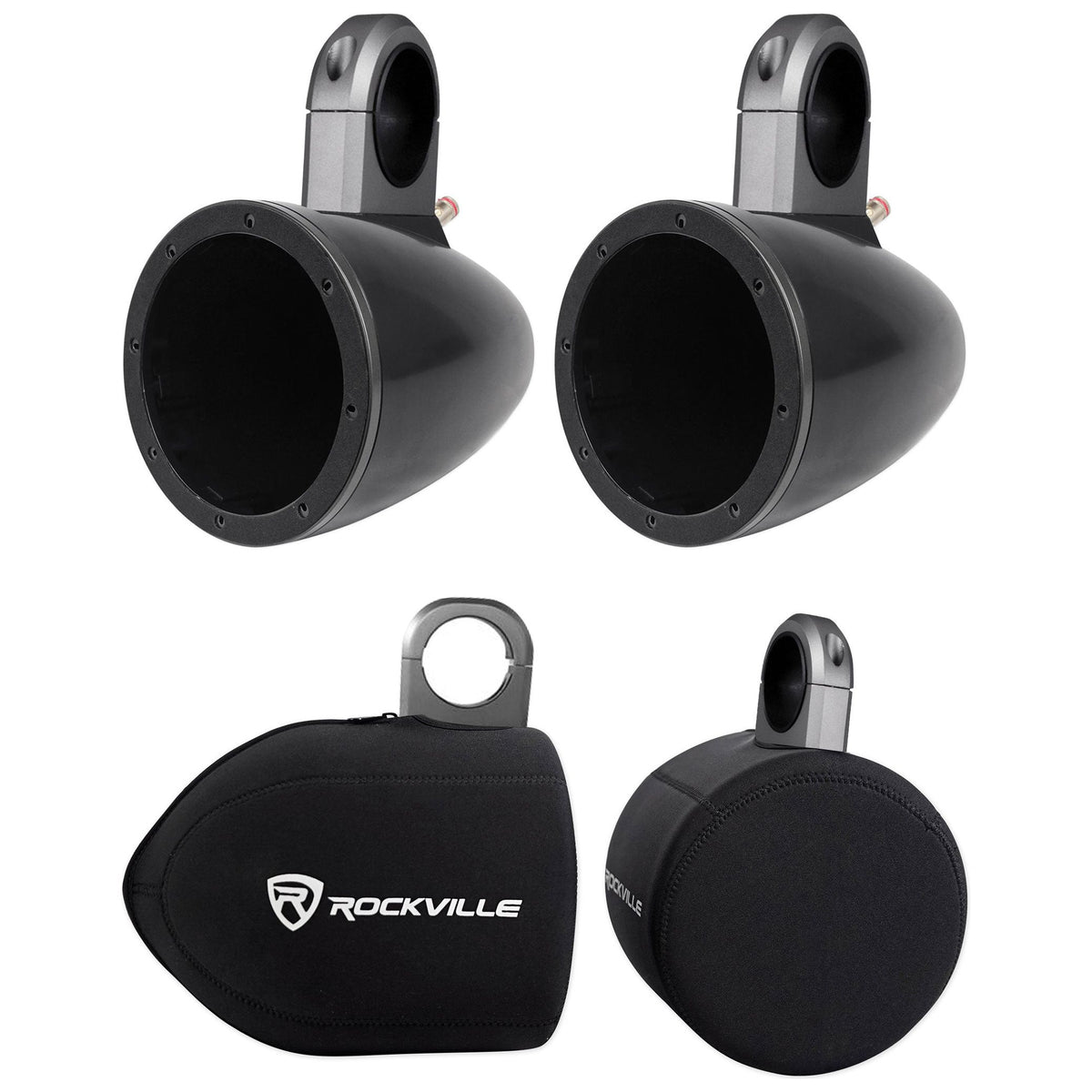 12KMTES Wakeboard Tower Enclosures For 6-Inch + 6.5-Inch Speakers + Covers