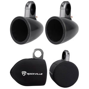 (2) Kicker KMTES Marine Wakeboard Tower Enclosures For 6" + 6.5" Speakers+Covers