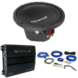 Memphis Audio SRX1040 10" 400 Watt SRX Car Subwoofer Sub+Amplifier+Wire Kit