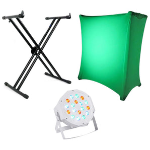 Rockville X Braced Keyboard Stand and White Scrim Cloth+DMX Par Can Wash Light