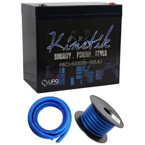 Kinetik HC1400R-BLU 1400 Watt 12 Volt Car Battery/Power Cell+Power/Ground Wires