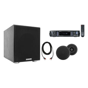 Rockville Home Theater Bluetooth Receiver+2) 5.25" Black In-Ceiling Speakers+Sub
