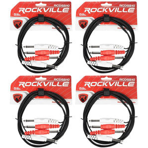 4 Rockville RCDSS10B 10' Dual Mono 1/4" TS to Same Cable