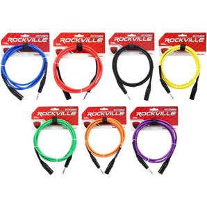 7 Rockville 6' Male REAN XLR to 1/4'' TRS Balanced Cable OFC (7 Colors)