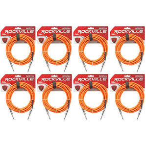 8 Rockville RCGT20O 20'  1/4" TS to 1/4'' TS Guitar/Instrument Cable