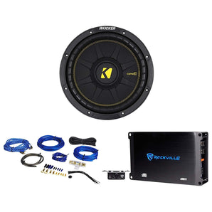 KICKER 44CWCD104 CompC 10" 500w DVC Car Subwoofer Sub+Mono Amplifier+Amp Kit