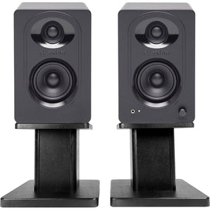 (2) SAMSON M30 Studio/Computer/Podcast Reference Monitors Speakers+Desk Stands