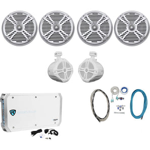 4) Rockville RMSTS80S 8" 2000w Marine Boat Speakers+2) Wakeboards+Amp+Wire Kit