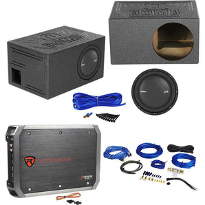 Polk Audio MM1042SVC 10” 1200w Car Subwoofer+Vented Sub Box+Amplifier+Amp Kit