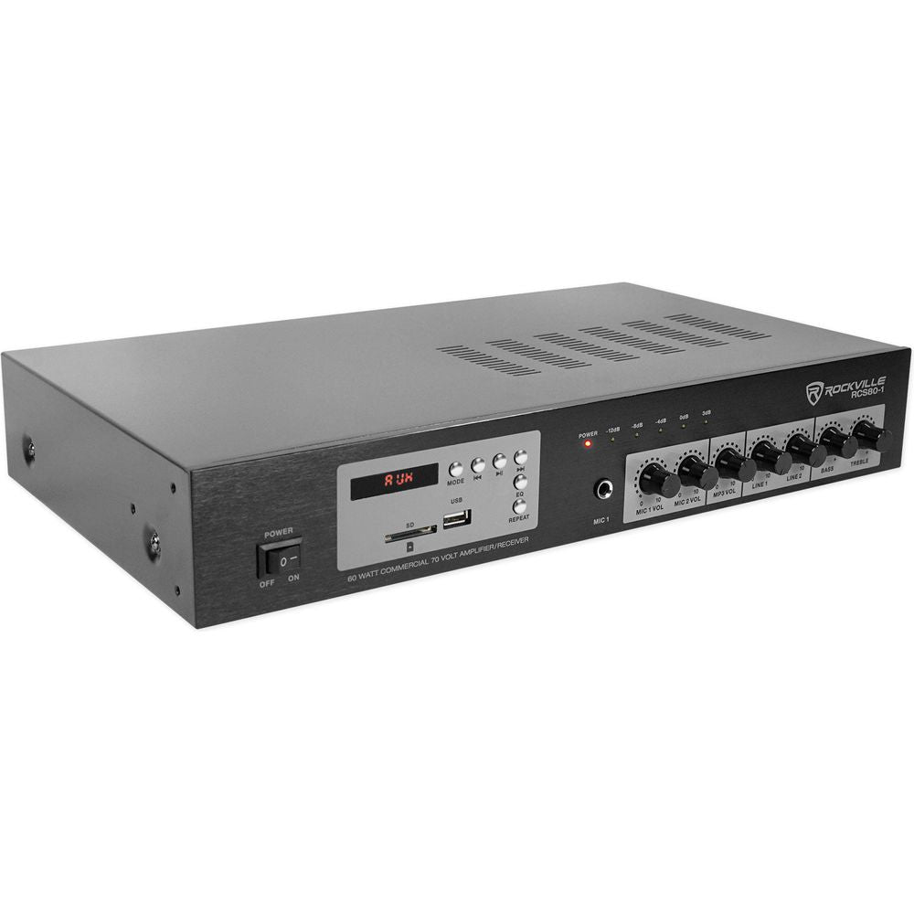 Rockville RCS80-1 60 Watt 70v Commercial/ Restaurant Amplifier/Bluetooth Receiver
