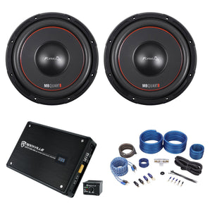 (2) MB QUART FW1-254 10" 1200w DVC Car Audio Subwoofers+Mono Amplifier+Amp Kit