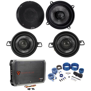 Pair American Bass SQ 5.25"+SQ 3.5" Car Audio Speakers+4-Channel Amplifier+Wires