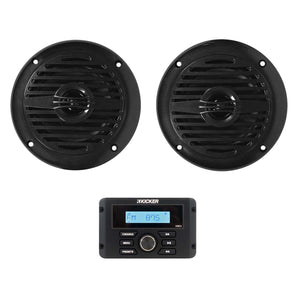 KICKER KMC3 Gauge Hole Digital Media Receiver w/Bluetooth+(2) 4" Black Speakers