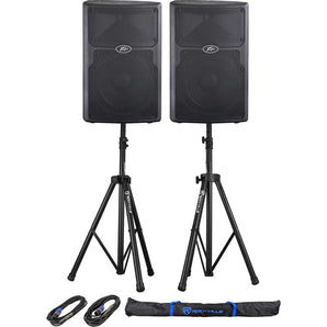 (2) Peavey PVX 10 1600w 10" Passive Pro Audio PA DJ Speakers+Stands+Cables+Bag