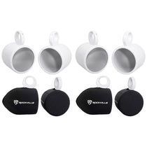 MAC80W White 7.7" Tower Speaker Pods 4-Pack + RWBC80 Neoprene Covers Bundle