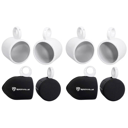 MAC80W White 7.7" Tower Speaker Pods 4-Pack + RWBC80 Neoprene Covers Bundle