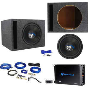 Rockville K5 W12K5S2 12" 1400w Subwoofer+Vented Sub Box+Mono Amplifier+Amp Kit