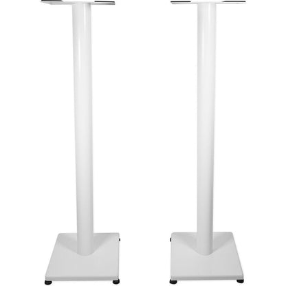 RockShelf 68W White 6.5" Home Bookshelf Speakers + 37" White Stands