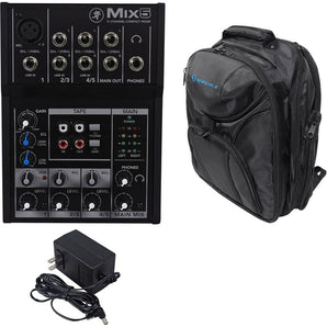 Mackie Mix5 Compact 5 Channel Mixer + Backpack Carry Bag