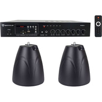 RCS80-1 60W Amp 2-Pack + PEN-65T Black Pendant Speakers Bundle