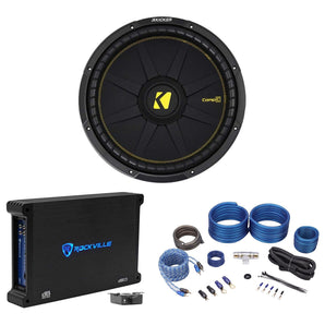 KICKER 44CWCD154 CompC 15" 1200w Car Audio Subwoofer Sub+Mono Amplifier+Amp Kit