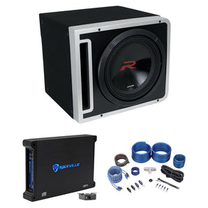 Alpine R2-SB12V 12" 750w Subwoofer+Ported Sub Enclosure Box+Mono Amplifier+Wires