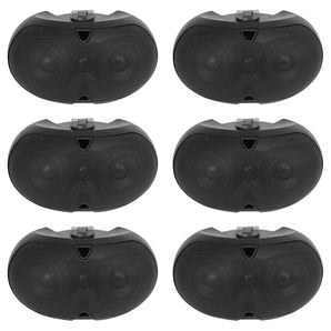 (6) Rockville D4-70 BLACK Dual 4" 70v Commercial/Restaurant Wall Mount Speakers