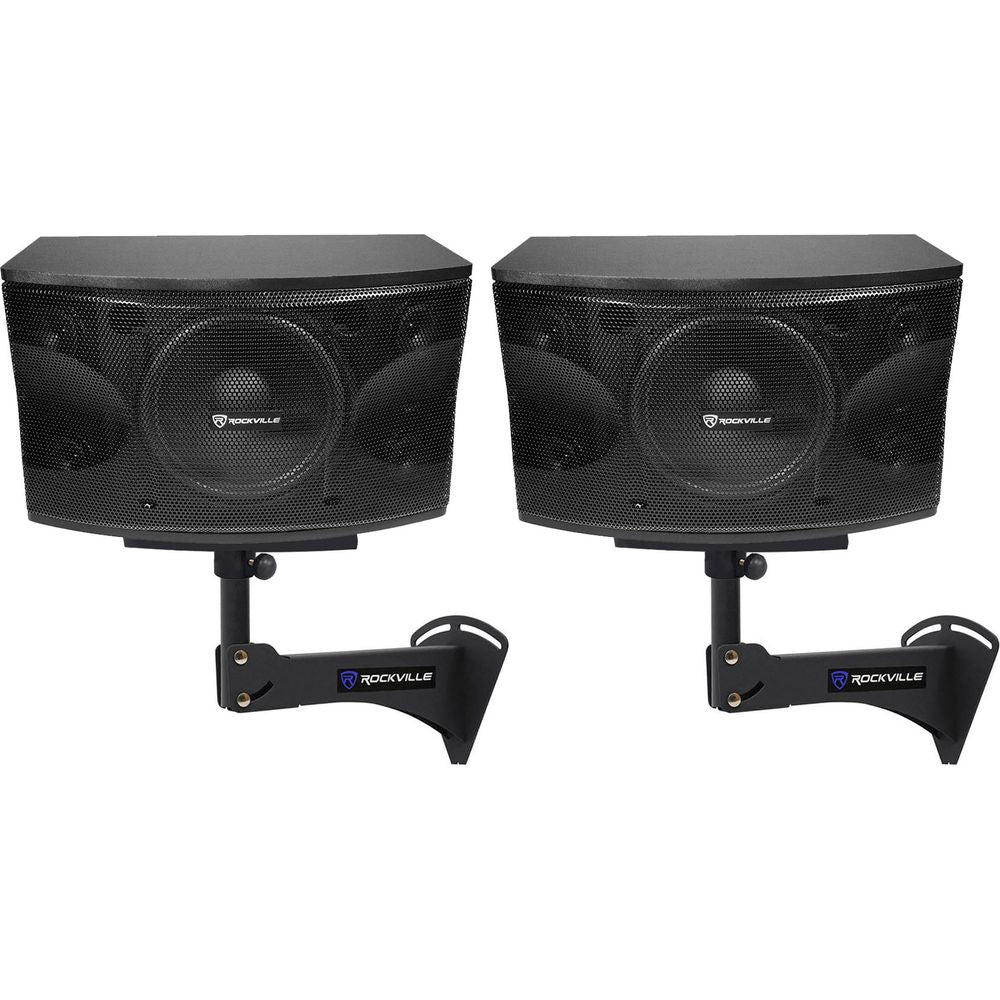 KPS12 12" Karaoke Speakers 2-Pack + Adjustable Wall Mount Brackets Bundle