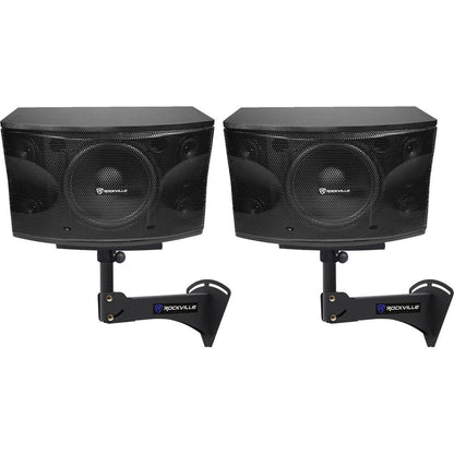 KPS12 12" Karaoke Speakers 2-Pack + Adjustable Wall Mount Brackets Bundle