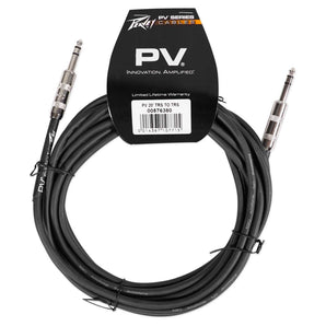 (6) Peavy PV 20' Foot 1/4" TRS To 1/4" TRS Cable