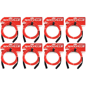 8 Rockville RCXFM10P-R Red 10' Female to Male REAN XLR Mic Cable 100% Copper