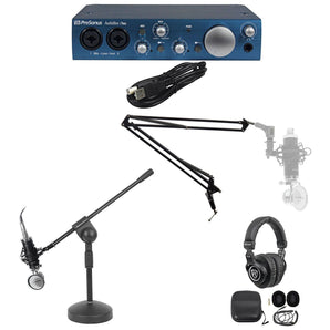 Presonus Audiobox iTwo 2X2 USB Interface+Headphones+Mic+Filter+Boom+Mic Stand